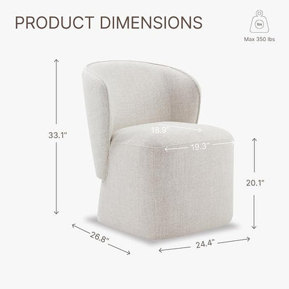 KISLOT Upholstered Dining Chairs with Wheels, No Assembly Stain Resistant Fabric Modern Barrel Armchair with Casters, Dining Room Chairs for Kitchen Living Room Bedroom, Linen, Set of 4