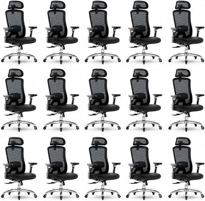 Marsail Ergonomic Office Chair with 6D Armrests, 3D Adjustable Headrest, Slide Seat, Lumbar Support, and 4-Position Tilt Lock – Big and Tall Office Chair with 330 lbs Capacity, Pack of 15