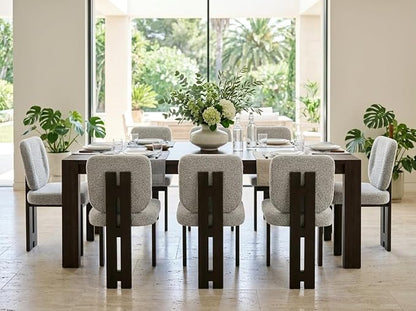 CIMOTA Boucle Dining Chairs Set of 4, Mid-Century Modern Upholstered Accent Chairs with Soft Curved Backrest and Solid Wood Legs for Kitchen, Dining Room, or Living Room, Gray