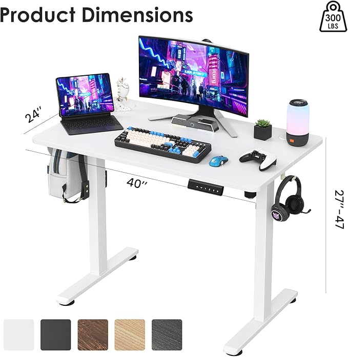 STARY Electric Standing Desk Adjustable Height Sit Stand Home Office Desk with Splice Board