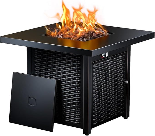 Ciays 32-Inch Propane Fire Pit, CSA-Listed Outdoor Gas Fire Pit – 50,000 BTU Steel Fire Pit Table with Lid, Adds Warmth & Ambience to Gatherings & Parties on Patio, Deck & Garden, Black