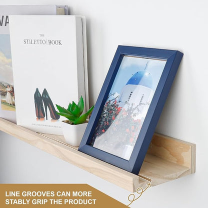 MBYD 36 Inch Natural Pine Wood Floating Shelves for Bedroom, Wide Picture Ledge Set of 2, Wall Mount Unfinished Shelf Can be Stained Nursery Book Shelves for Kids Bedroom Living Room Bathroom Kitchen