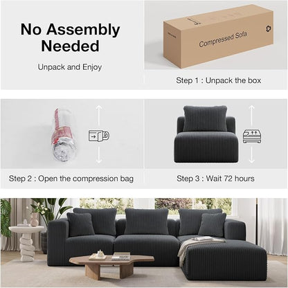 Novilla 70.8" Modular Sectional Sofa, Modern Cloud Sectional Couch with Smarts Coil® Support, Upholstered Boneless Couch for Living Room Apartments Bedroom, No Assembly Required, Dark Gray (Loveseat)
