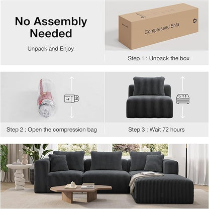 Novilla 141" Modular Sectional Sofa, Modern Cloud Sectional Couch with Smarts Coil® Support, U-Shape Upholstered Boneless Couch for Living Room Apartments, No Assembly Required, Dark Gray (6 Seat)