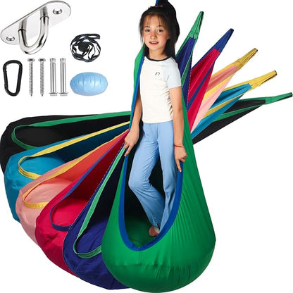 Sensory Pod Swing Hanging Seat Hammock Chair (Green) | indoor and outdoor use capacity 300lbs