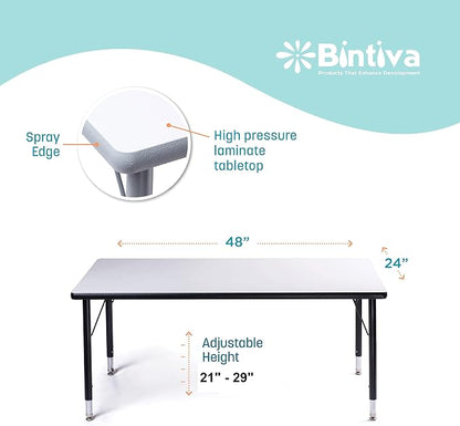 Rectangle Activity Kids Table About 24 x 48 inch (60 x 120cm) - Height Adjustable Legs - Durable Spray Edge - for Commercial Spaces