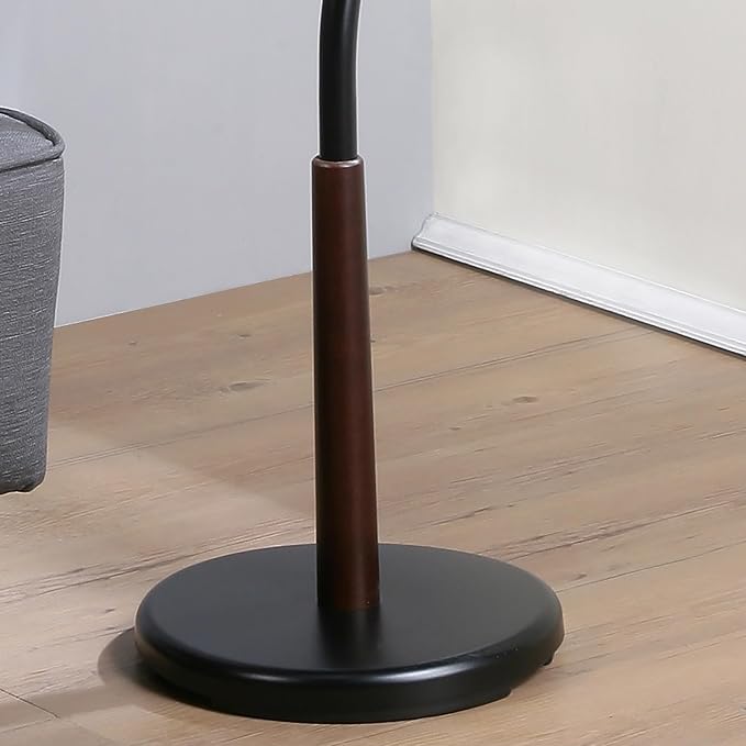 Roundhill Furniture Arles Metal Black and Walnut Standing Coat Rack