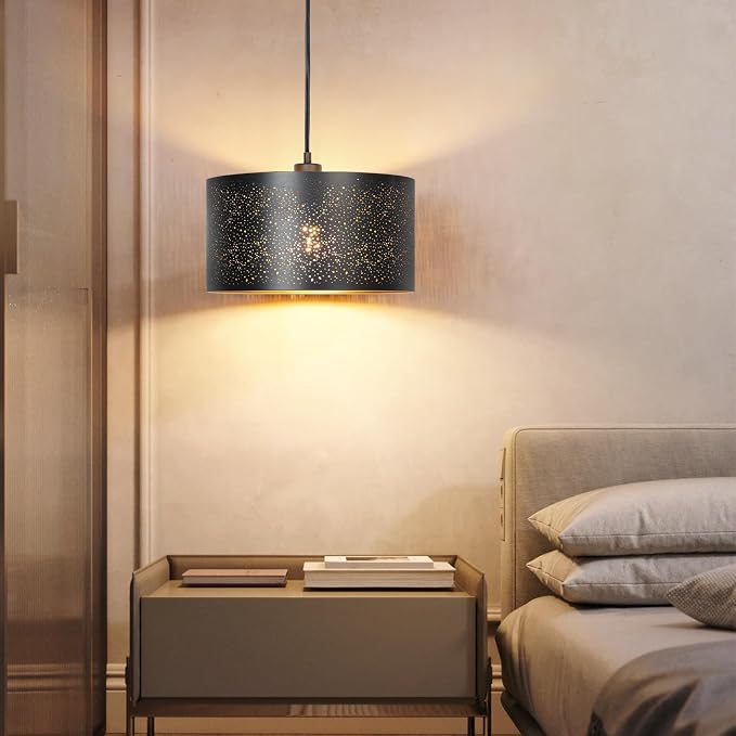 Qingmiao Plug in Pendant Light, Hanging Lamp Plug in with LED Bulb, 3-Way Dimmable Hanging Light Fixture for Living Room Bedroom Kitchen Ceiling Farmhouse Home Decor