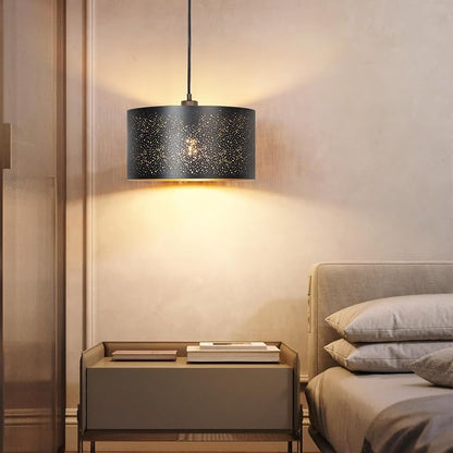 Qingmiao Plug in Pendant Light, Hanging Lamp Plug in with LED Bulb, 3-Way Dimmable Hanging Light Fixture for Living Room Bedroom Kitchen Ceiling Farmhouse Home Decor
