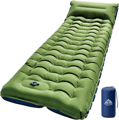 FUN PAC Camping Sleeping Pad,Ultralight Camping Mattress with Pillow, Built-in Foot Pump Inflatable Sleeping Pad Compact for Camping,Backpacking, Hiking,Traveling