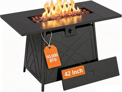 BALI OUTDOORS Propane Fire Pit Patio Outdoor Fire Pit Table Large Firepits for Outside Black