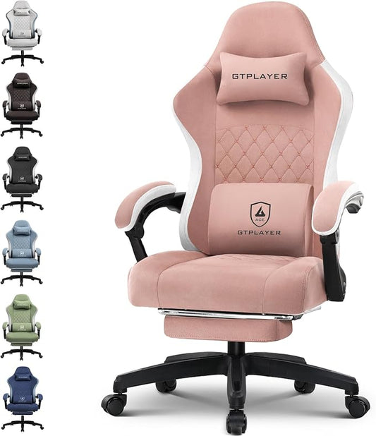 GTPLAYER Gaming Chair, Computer Office Chair with Pocket Spring Cushion, Linkage Armrests and Footrest, High Back Ergonomic Computer Chair with Lumbar Support Task Chair with Footrest