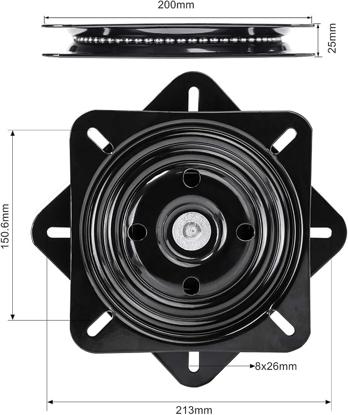 8 Inch Heavy Duty 360 Degree Bar Stool Swivel Replacement Seat Swivel Base Barstool Swivel Plate-for Recliner Chair,Barstools,Chair,Ball Bearing Swivel Boat Seat Or Van Pilot Seat.