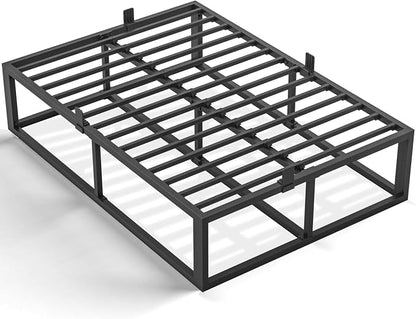 Bilily 18 Inch Queen Bed Frame with Steel Slat Support,Heavy Duty Metal Platform Bed Frame Queen Size Mattress Foundation,No Box Spring Needed,Easy Assembly,Noise Free,Black