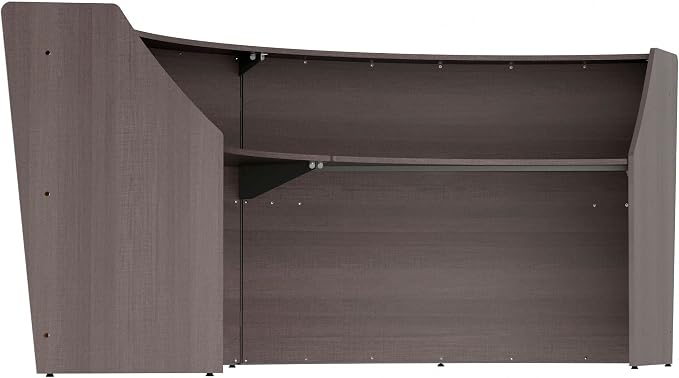 Linea Italia Curved Modern Office Desk Easy to Assembly 2 Panel Reception Counter for Lobby, Salon, 124" x 49", Mocha