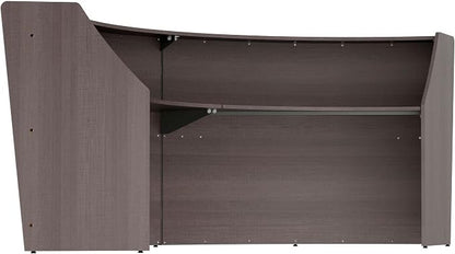 Linea Italia Curved Modern Office Desk Easy to Assembly 2 Panel Reception Counter for Lobby, Salon, 124" x 49", Mocha