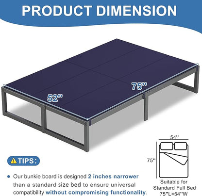Lutown-Teen Bunkie Board Full Under Mattress High-Density Polymer Full Size Bunkie Board Anti-Sag, Breathable, Moisture Resistant, Noise Minimizing, Blue