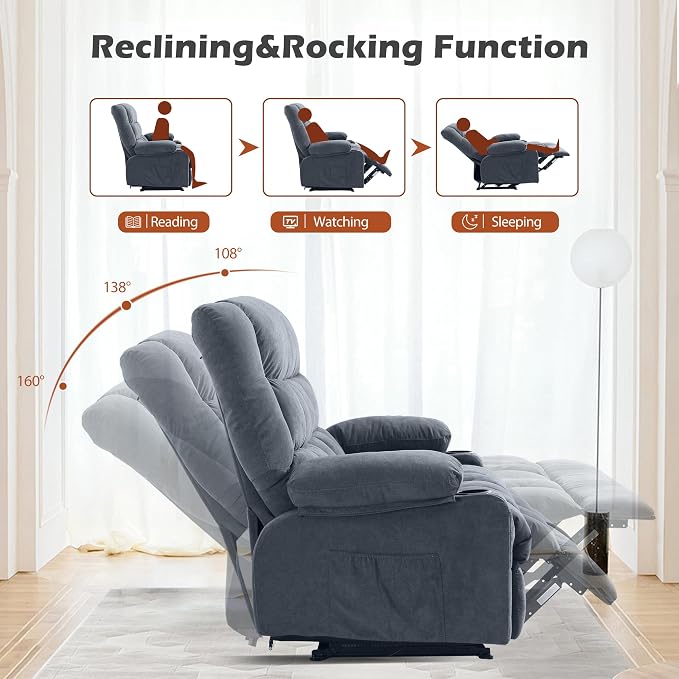 MAHOMICO Recliner Loveseat with Cup Holders for Living Room Love Seat Manual Oversized Recliner with Ergonomic, Side Pocket for Adult