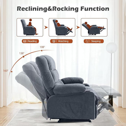 MAHOMICO Recliner Loveseat with Cup Holders for Living Room Love Seat Manual Oversized Recliner with Ergonomic, Side Pocket for Adult