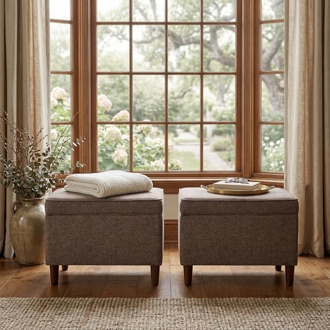 HomePop 24" Dinah Collection Storage Ottoman - Chocolate Brown