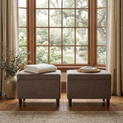HomePop 24" Dinah Collection Storage Ottoman - Chocolate Brown