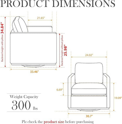 Aoiy & Wifon 30.7" W Swivel Accent Chair Set of 2, Mid Century Modern Swivel Chairs for Living Room, Comfy Small Accent Chair, PU Leather, Coffee