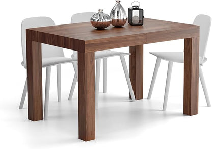 Mobili Fiver, First Extendable Table, 47.2(78.7) x31.5 in,Walnut, for 6-8 People, Expandable Dining Table for Kitchen, Living Room, Italian Furniture