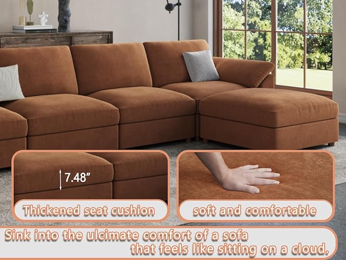 EASE MOOSE Sectional Modular Sofa,Luxury Comfty Deep Seat Couch for Living Room,Solid Wood Frame Sofa,Removable and Washable