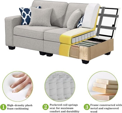 Legend Vansen Oversized Modular Sectional Sofa,U/L‑Shaped Reversible Couch with Ottoman,Deep Seat Plush Polyester Sofa for Living Room,6‑Seater,Light Grey