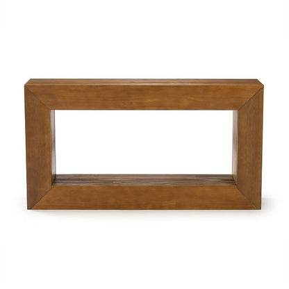 Plank+Beam Grande 56” Console Table with Bottom Shelf, Solid Pine Wood Entryway & Sofa Table, Pecan Wirebrush Finish