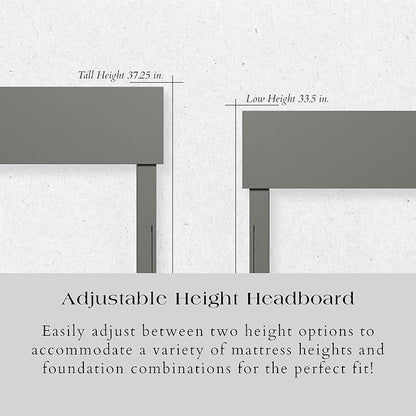 AFI, Orlando Full Adjustable Modern Solid Wood Panel Headboard, Grey