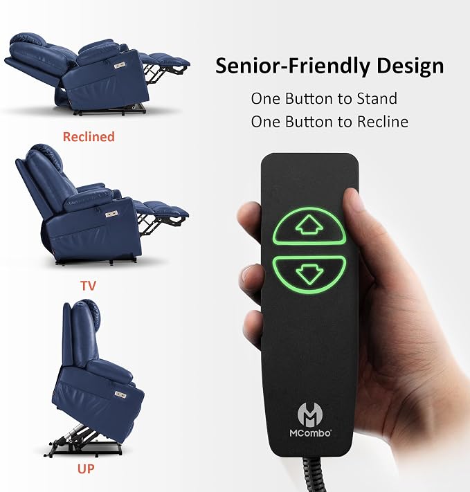 MCombo Power Lift Recliner Chair for Elderly R7042(Blue, Small-Wide)