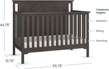 Child Craft Hampton Flat Top 4-in-1 Convertible Crib, Baby Crib Converts to Day Bed, Toddler Bed and Full Size Bed, 3 Adjustable Mattress Positions, Non-Toxic, Baby Safe Finish (Dapper Gray)