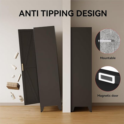 71" Tall Metal Armoire Wardrobe Closet,17.7" Deep By 31.5" Wide Portable Closet for Hanging Clothes,Wardrobe Cabinet with Adjustable Shelves for Bedroom Office Laundry Room,Black 1 Pack