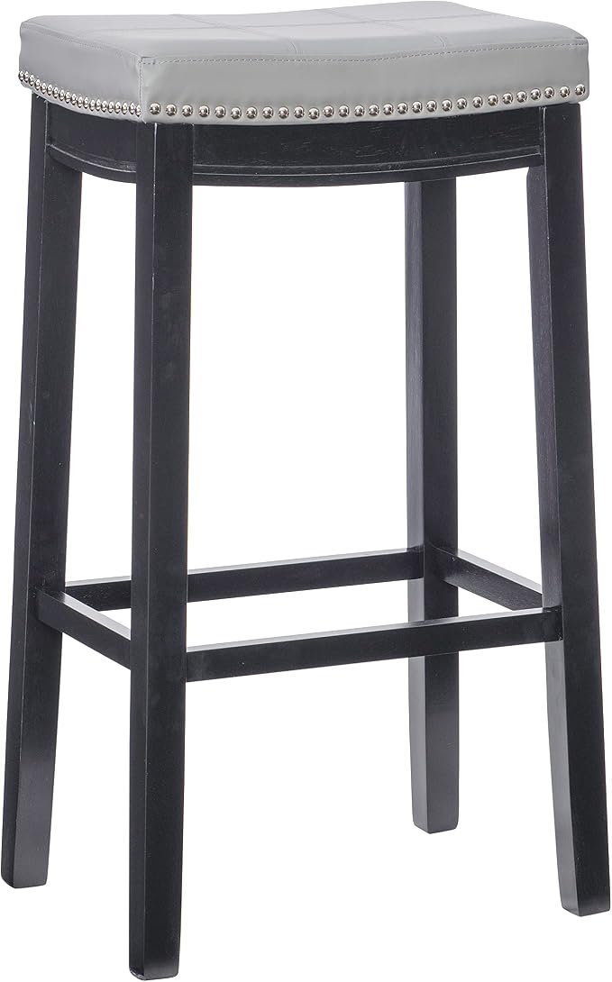 Linon Home Décor Kingston Gray Bar Stool, Black