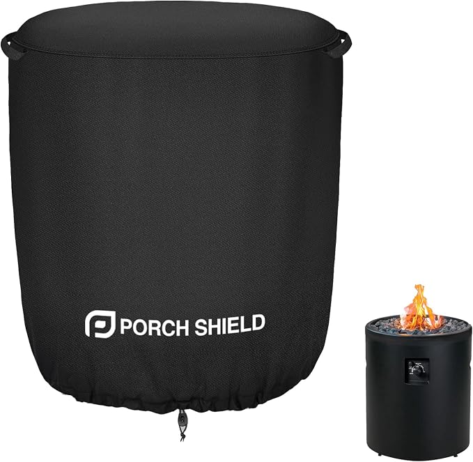 Porch Shield Fade Resistant Round Patio Fire Column Cover 24 inch Waterproof Outdoor Tall Fire Pit Cover