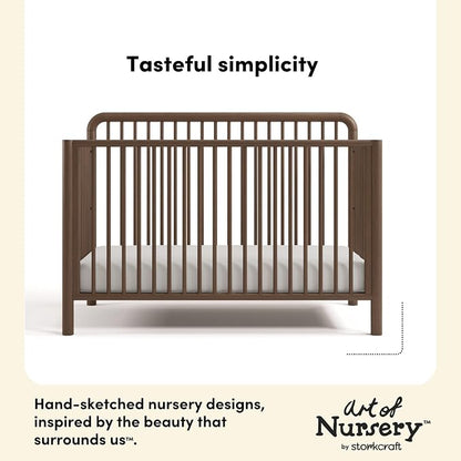 Storkcraft Porto 5-in-1 Convertible Crib with Toddler Guardrail – GREENGUARD Gold Certified, Toddler Bed Conversion Kit Included, 100% Solid Wood, Fits Standard Baby Crib Mattress (Hazelnut)