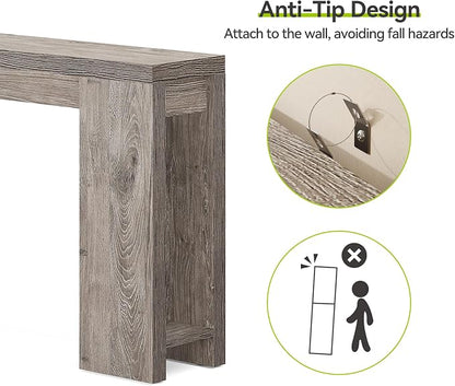 LITTLE TREE 70.9-Inch Long Entryway Table, Farmhouse Sofa Console Table for Living Room, Entryway, Hallway, Grey