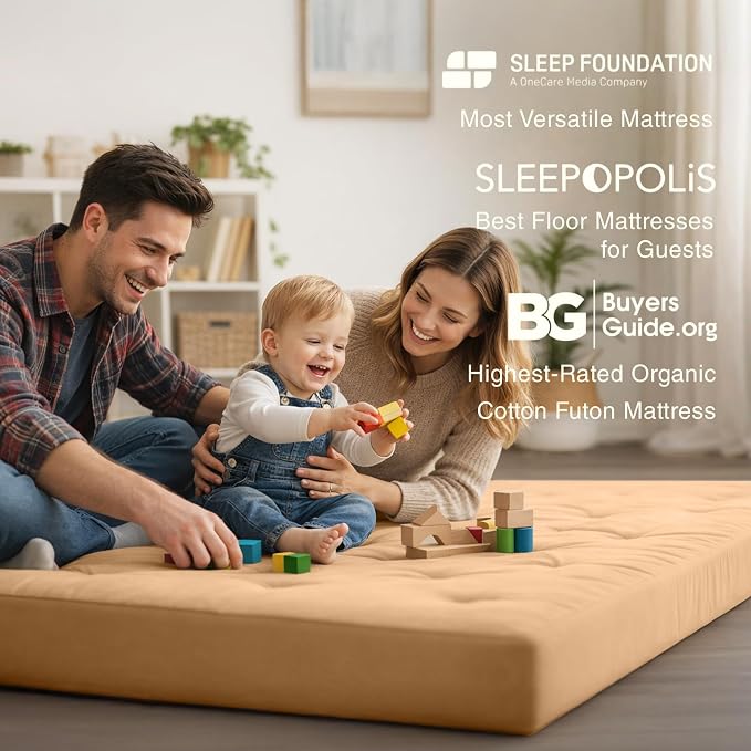 ZonLi Japanese Floor Futon Mattress Twin Size 39"x75"100% Cotton Cover 6''Thicken Tatami Mattress,Foldable Sleeping Pad,Portable Dormitory Tatami Mat,Roll Up Floor Lounger Bed for Adult (Burro)