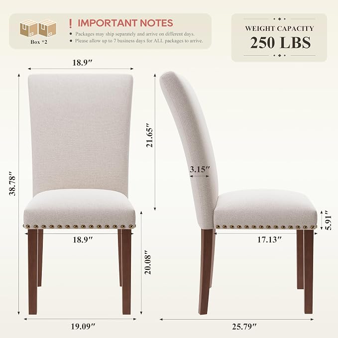 COLAMY Upholstered Dining Chairs Set of 4, Beige | Linen Beige Kitchen Room Chairs with High Back, Dining Room Chairs for Round Kitchen Table or Small Dining Room