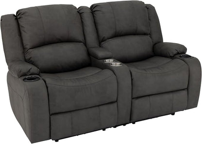 RecPro Charles 64" RV Wall Hugger Reclining Sofa | Gunmetal