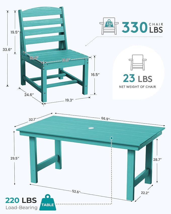 SERWALL Armless Outdoor Dining Chair Set of 2, All Weather Resistant,Aruba