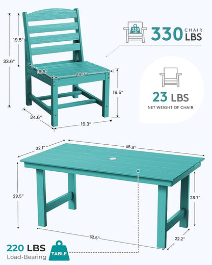 SERWALL Armless Outdoor Dining Chair Set of 2, All Weather Resistant,Aruba