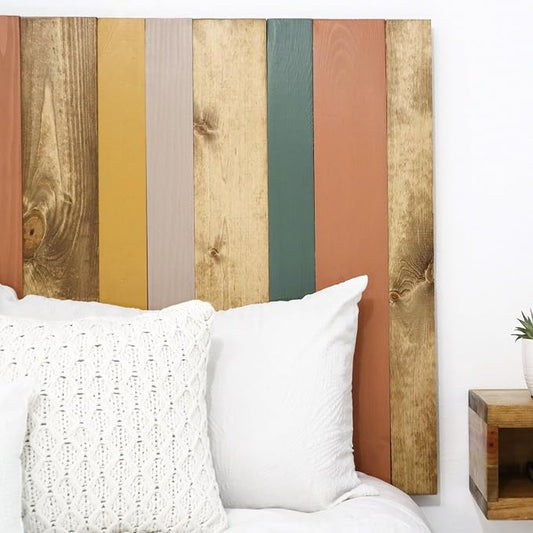 Barn Walls Earth Tone Mix Signature Design, Multicolored Solid Wood Headboard, Floating Panels, Wall Mount, Adjustable Height, Easy Assembly Full Size