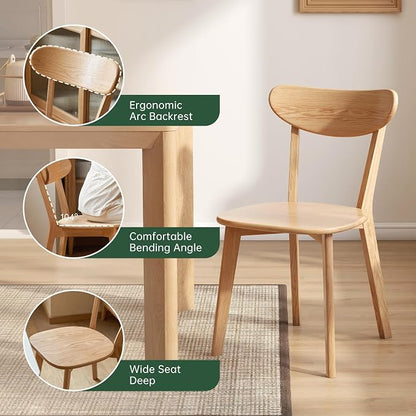 47’’-63’’ 100% Oak Extendable Dining Table Chairs and Bench Set, Solid Wood Folding Kitchen Table, Mid Century Modern Dinner Table for Kitchen, Living Room, Natural (47''-63''+2Chairs+47''Bench)