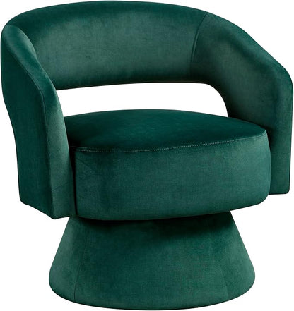Lexicon 360 Degree Swivel Accent Chair, Modern Comfy Velvet Round Barrel Chair, Open Back, Plush Foam Cushions, Metal Swivel Base for Living Room/Bedroom/Office/Small Spaces, Green