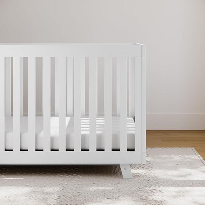 Storkcraft Beckett 3-in-1 Convertible Crib – GREENGUARD Gold Certified, Fits Standard Crib Mattress, Converts to Toddler Bed and Daybed, 4 Mattress Heights, Grow-with-Me Design (White)