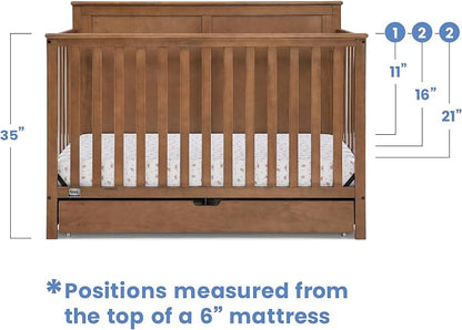 Simmons Kids Logan 6-in-1 Convertible Crib with Underdrawer - Greenguard Gold Certified, Chestnut