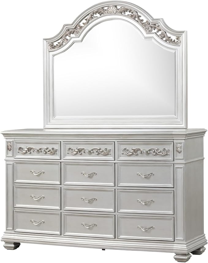 First of a Kind Valentina Silver King 5 Piece Bedroom Set