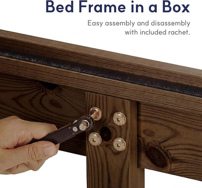 LIFEMENT King Bed Frame Classic Wood Platform, Noise Free, Under Bed Storage, No Box Spring Needed, Easy Assembly, Espresso